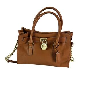 Genuine Michael Kors Tan Leather East/West Hamilton Satchel Bag Medium